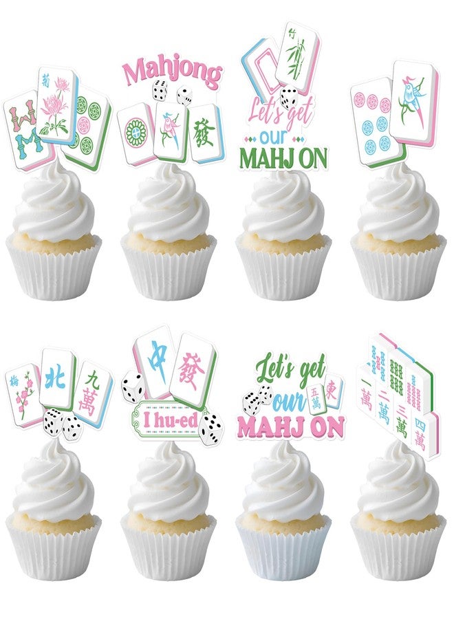 Aposwow Mahjong Party Decorations, 32PCS Mahjong Cupcake Toppers Birthday Decoration, In My Mahjong Era Cupcake Picks Decor Supplies - Image 1